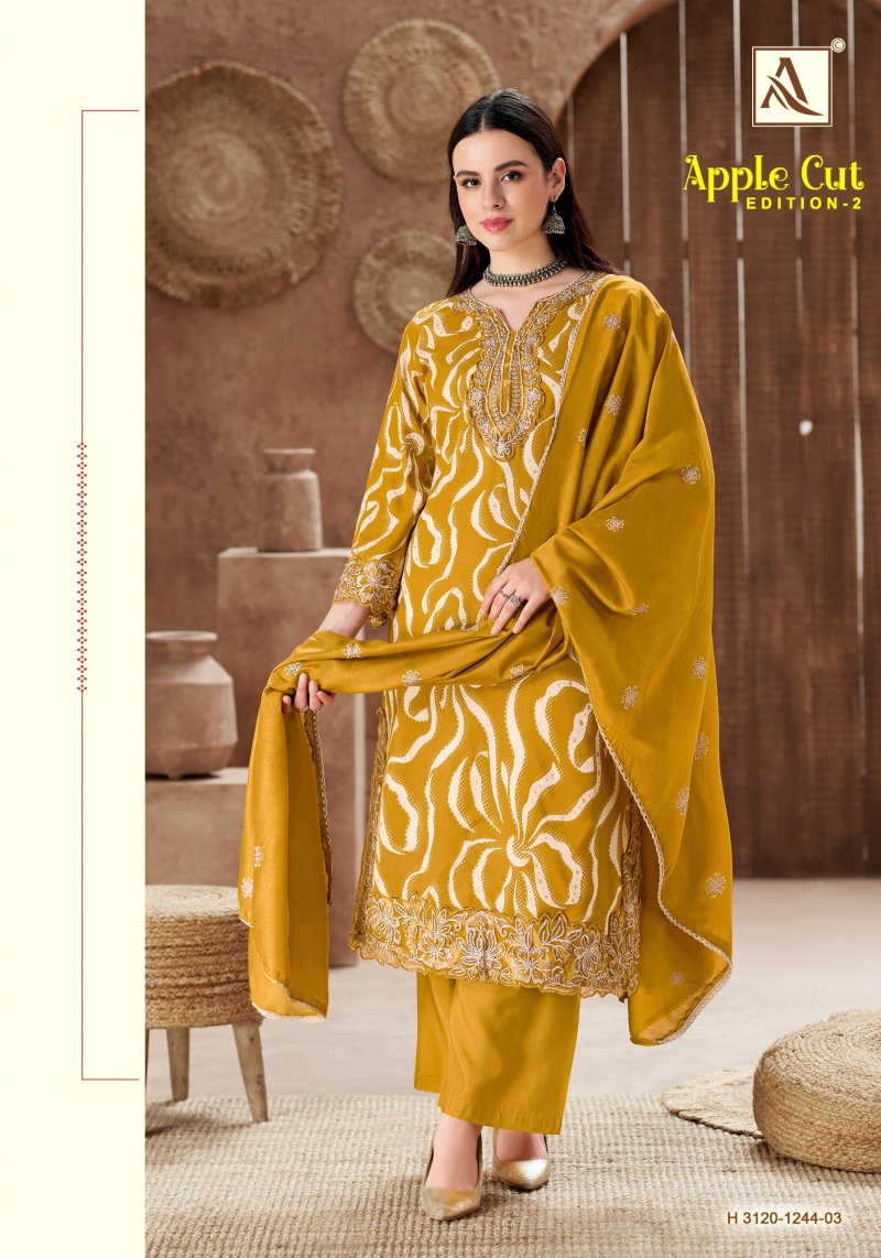 Apple Cut Edition 2 By Alok Suit Viscose Rayon Foil Printed Dress Material 